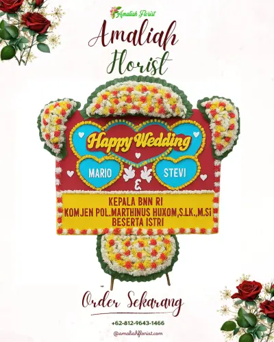 Karangan Papan Bunga Pernikahan di Jubelan
